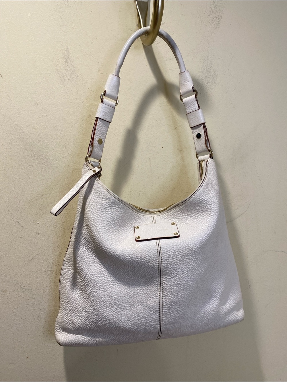 KATE SPADE Pebbled Leather White Hobo Style Shoulder Bag